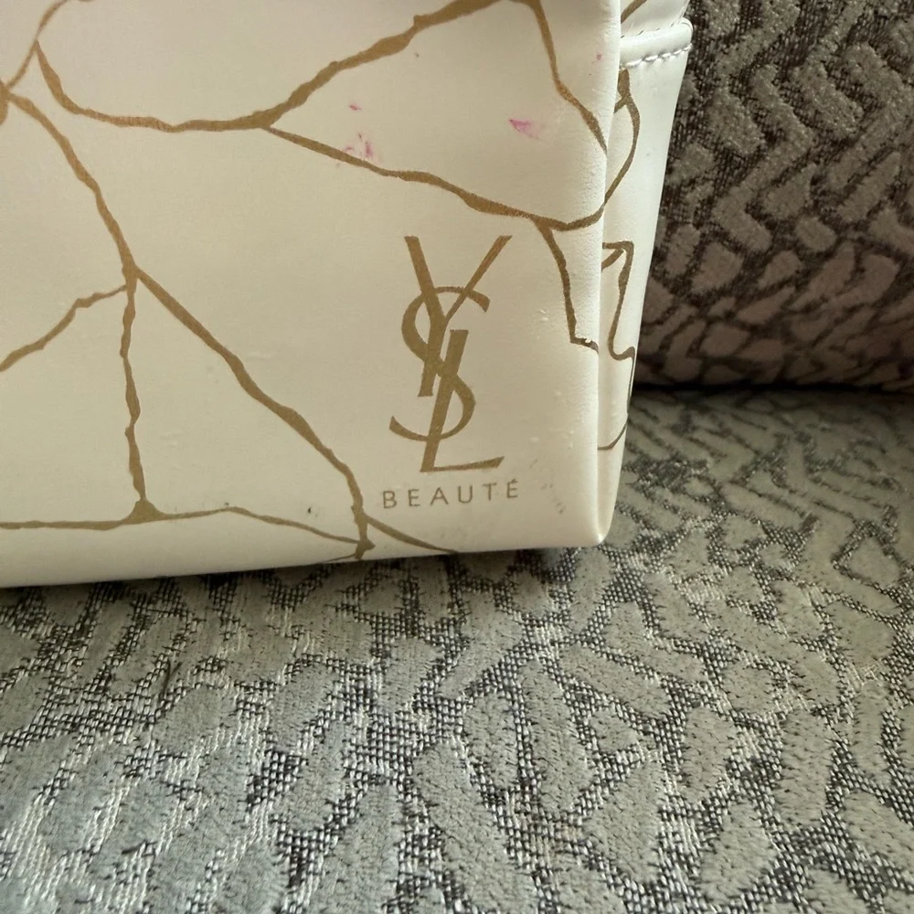 YSL BEAUTE Cosmetic Case with Gold Vein Detailing
